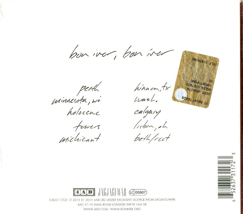 Bon Iver - Bon Iver Cd 0652637311723