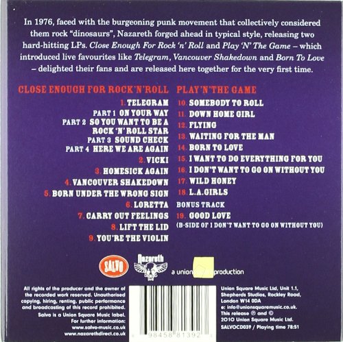 Nazareth - Close Enough For Rock N' Roll,Play'N'The Game Cd 0698458813923