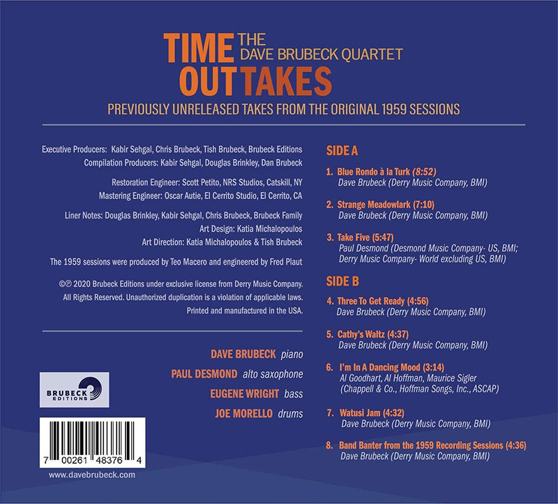 Brubeck Dave Quartet - Time Outtakes Cd 0700261483764