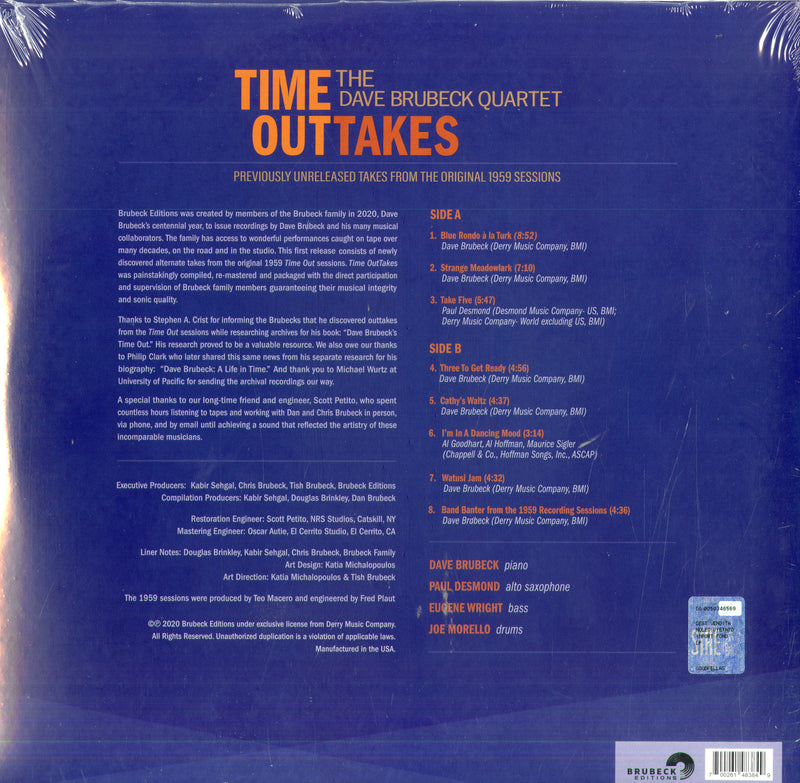 Brubeck Dave Quartet - Time Outtakes Lp 0700261483849