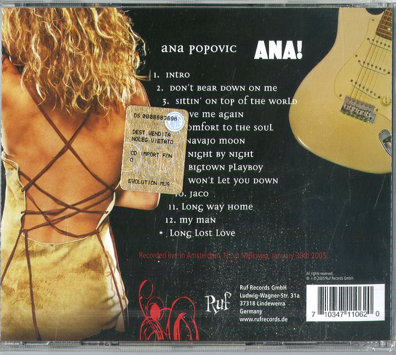 Popovic Ana - Ana! - Live In Amsterdam Cd 0710347110620