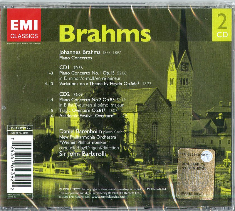 Sir John Barbirolli, Daniel Barenboim( Direttore) - Concerti Per Pianoforte N.1, N.2 - Variazioni Su Un Tema Di Haydn Cd 0724347693922