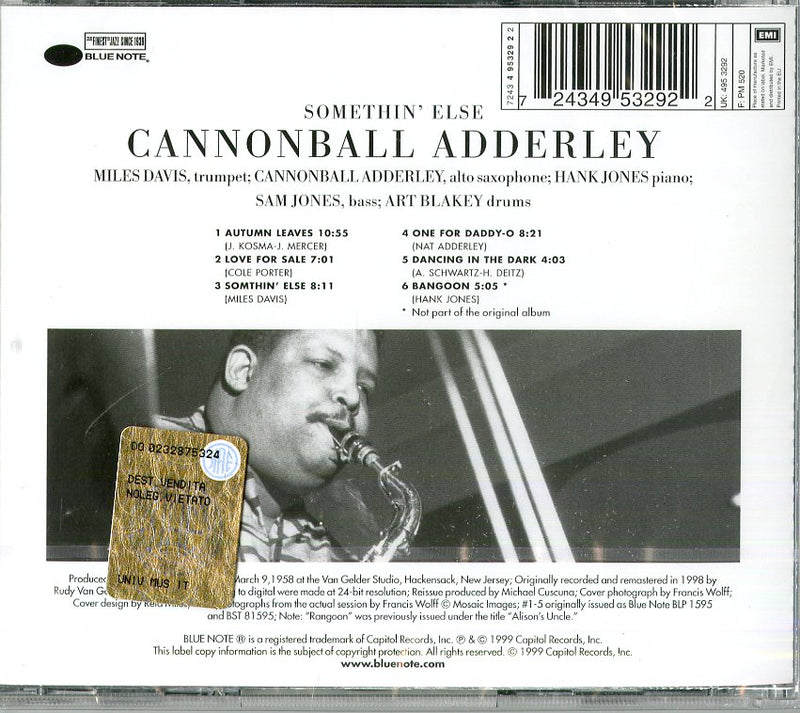 Adderley Cannonball - Something Else Cd 0724349532922