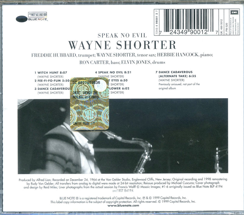 Shorter Wayne - Speak No Evil Cd 0724349900127