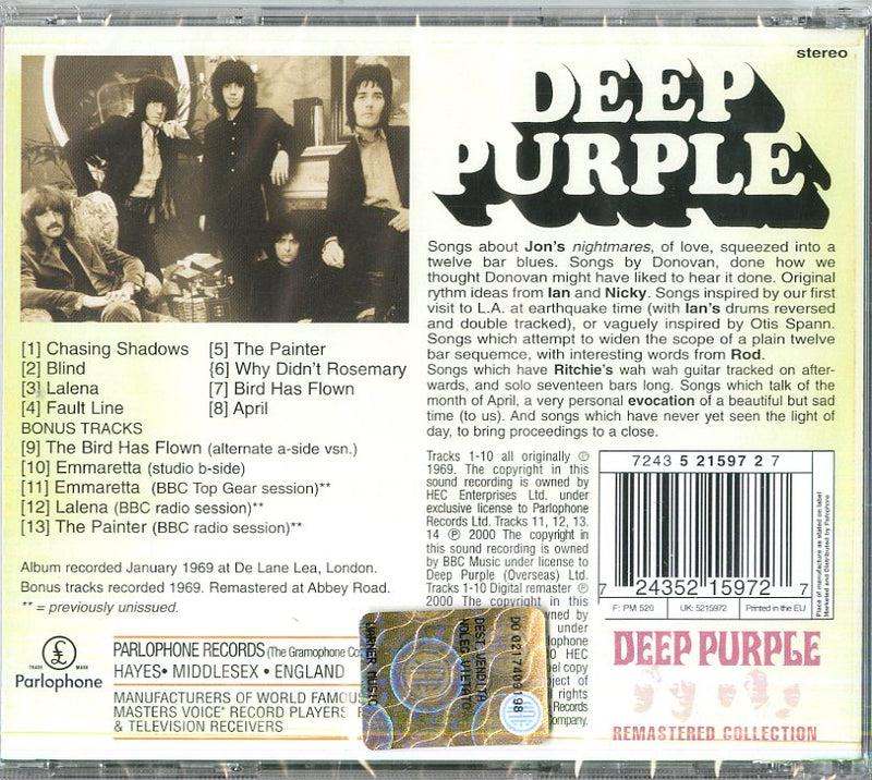 Deep Purple - Deep Purple Cd 0724352159727