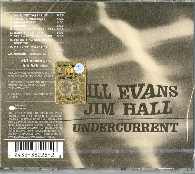 Evans Bill - Undercurrent (W/Jim Hall) Cd 0724353822828