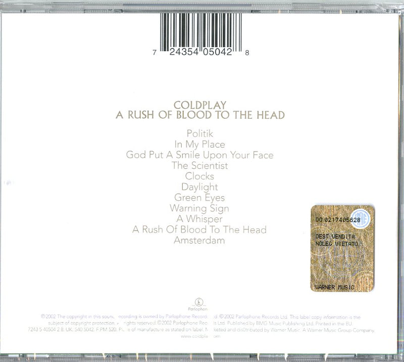 Coldplay - A Rush Of Blood To The Head Cd 0724354050428