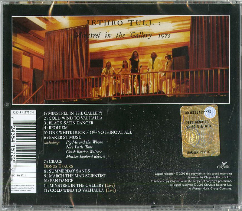 Jethro Tull - Minstrel In The Gallery Cd 0724354157226