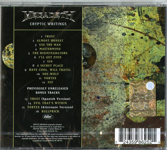 Megadeth - Cryptic Writings Cd 0724359862521
