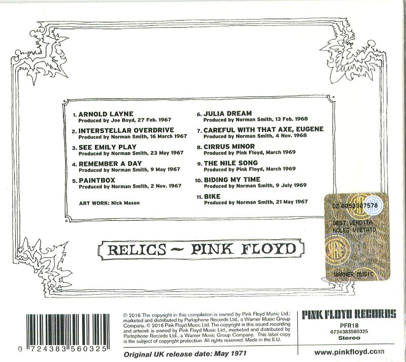 Pink Floyd - Relics Cd 0724383560325