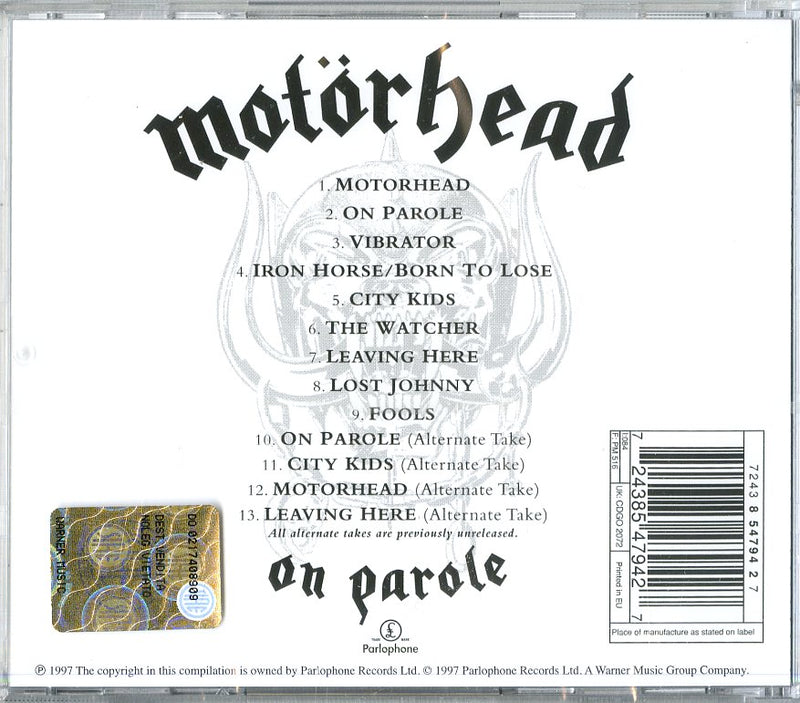 Motorhead - On Parole Cd 0724385479427