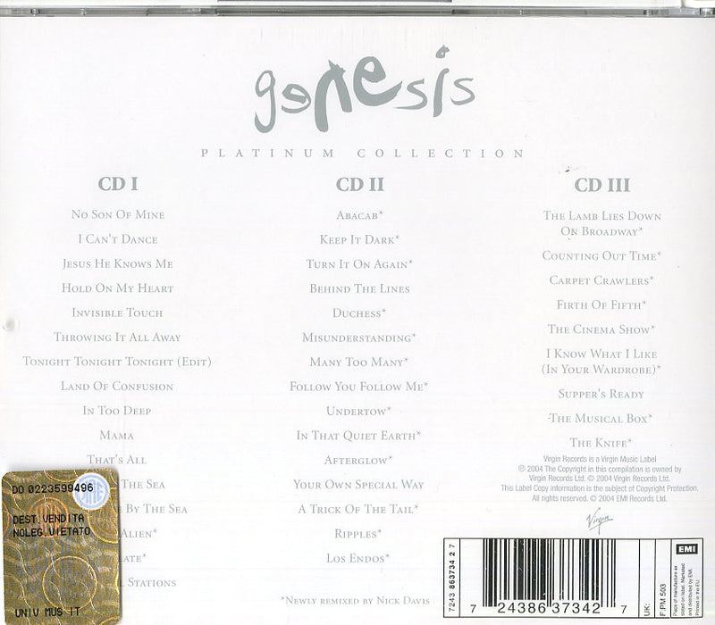 Genesis - The Platinum Collection Cd 0724386373427