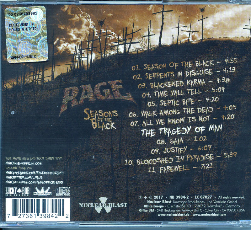 Rage - Seasons Of The Black Cd 0727361398422