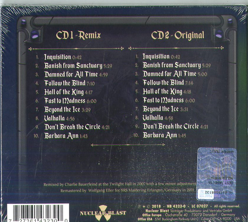 Blind Guardian - Follow The Blind (Remixed 2007,Remastered 2018) Cd 0727361432300