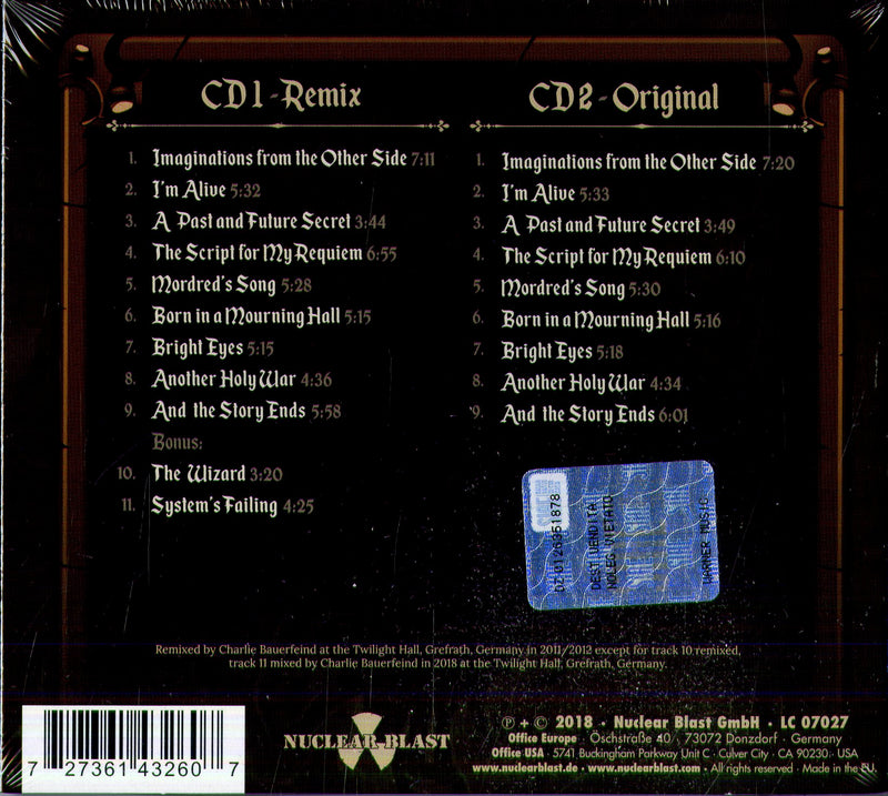 Blind Guardian - Imaginations From The Other Side (Remixed 2011 2012) Cd 0727361432607