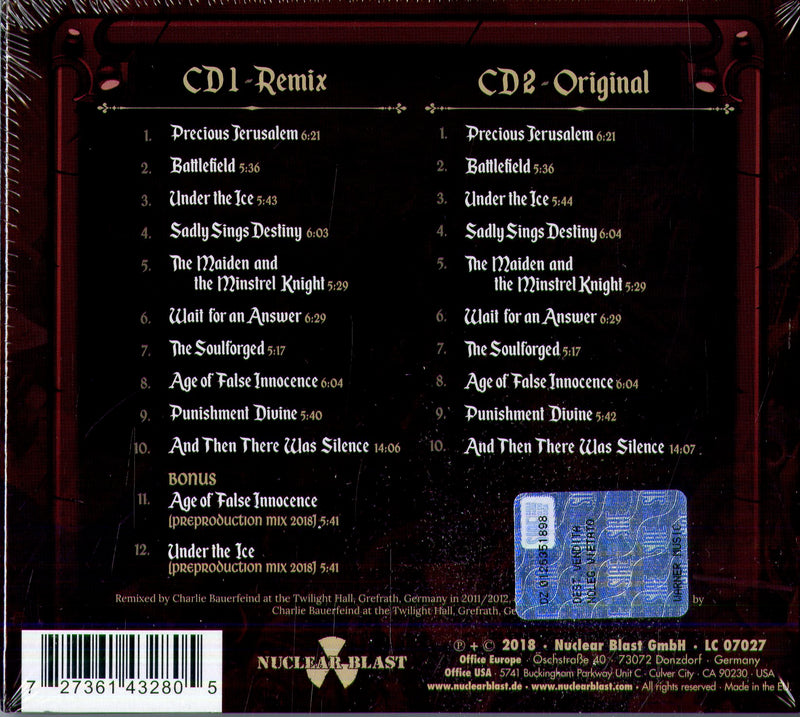 Blind Guardian - A Night At The Opera (Remixed 2011 2012 Remastered) Cd 0727361432805