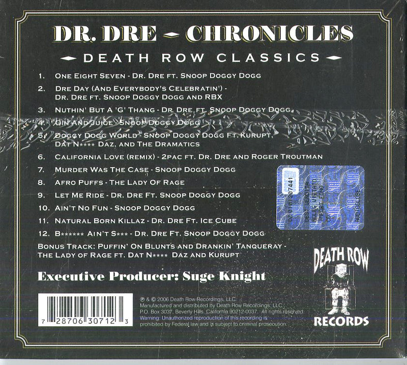 Dr. Dre - Death Row Greatest Hits Cd 0728706307123