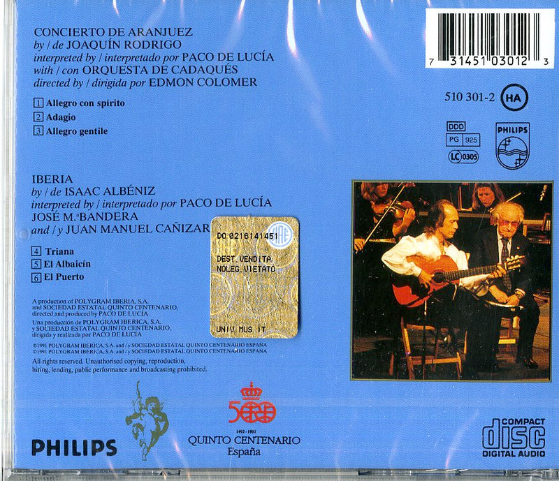 De Lucia Paco - Concierto De Aranjuez CD 0731451030123