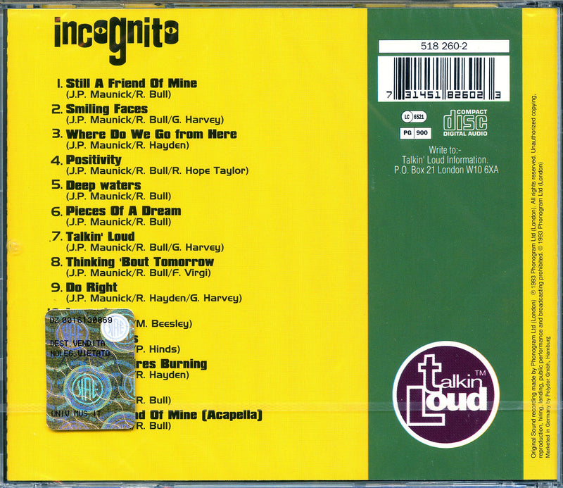 Incognito - Positivity Cd 0731451826023