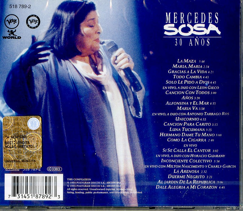 Sosa Mercedes - 30 Anos Cd 0731451878923