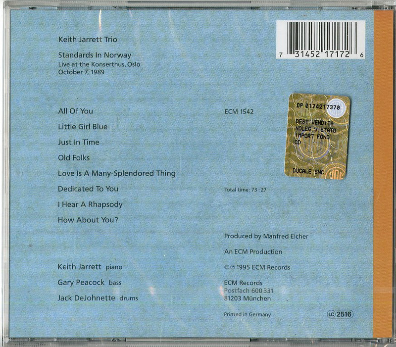 Jarrett Keith - Standards In Norway Cd 0731452171726