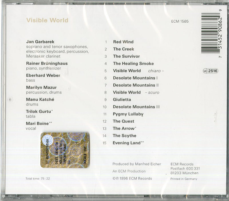 Garbarek Jan - Visible World Cd 0731452908629