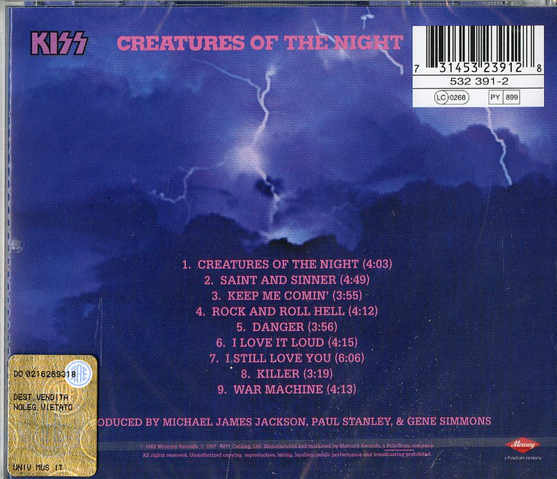 Kiss - Creatures Of The Night Remastered Cd 0731453239128