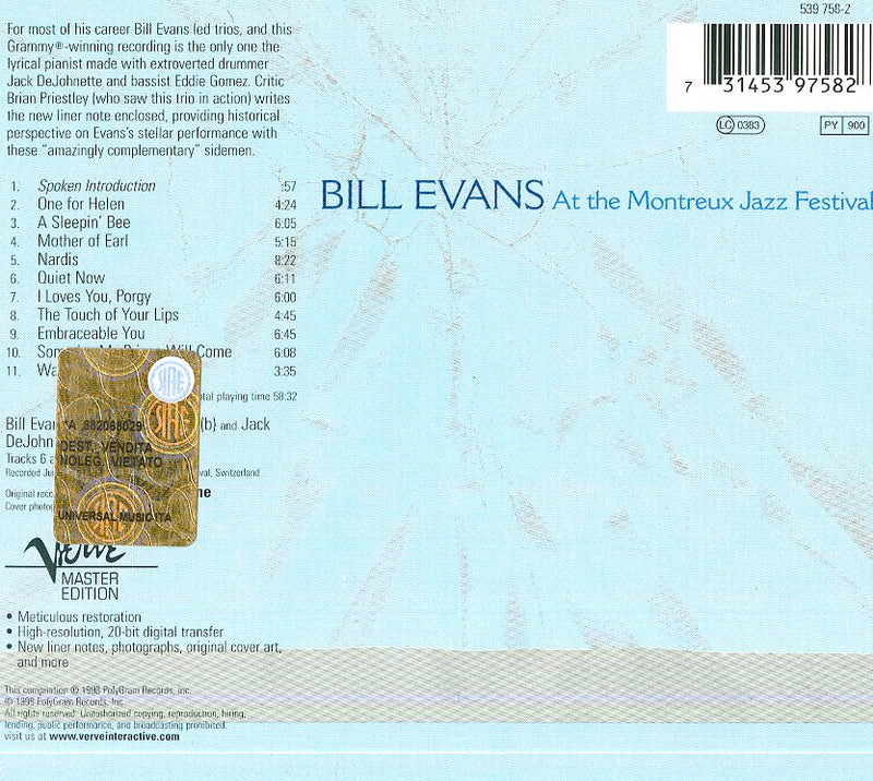 Evans Bill - At The Montreux Jazz CD 0731453975828