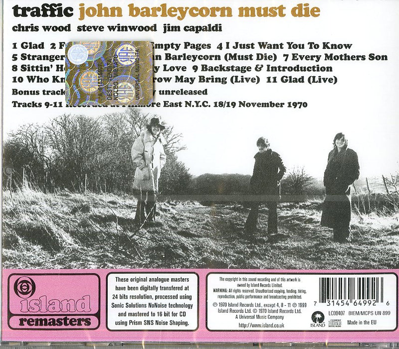 Traffic - John Barleycorn Must Die Cd 0731454649926