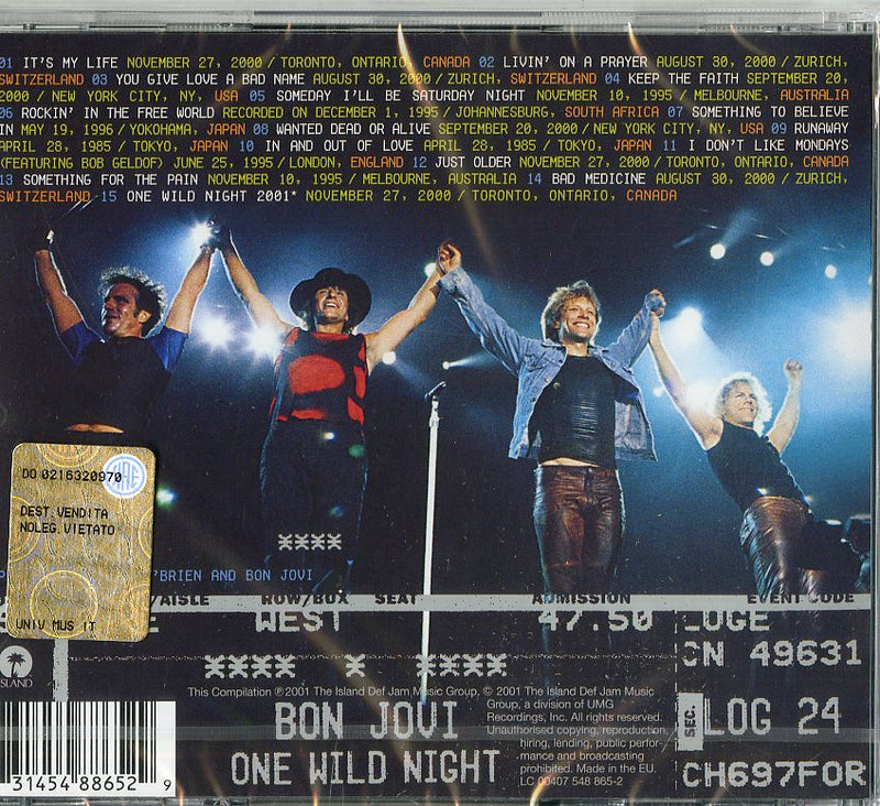 Bon Jovi - One Wild Night Live 85 01 Cd 0731454886529