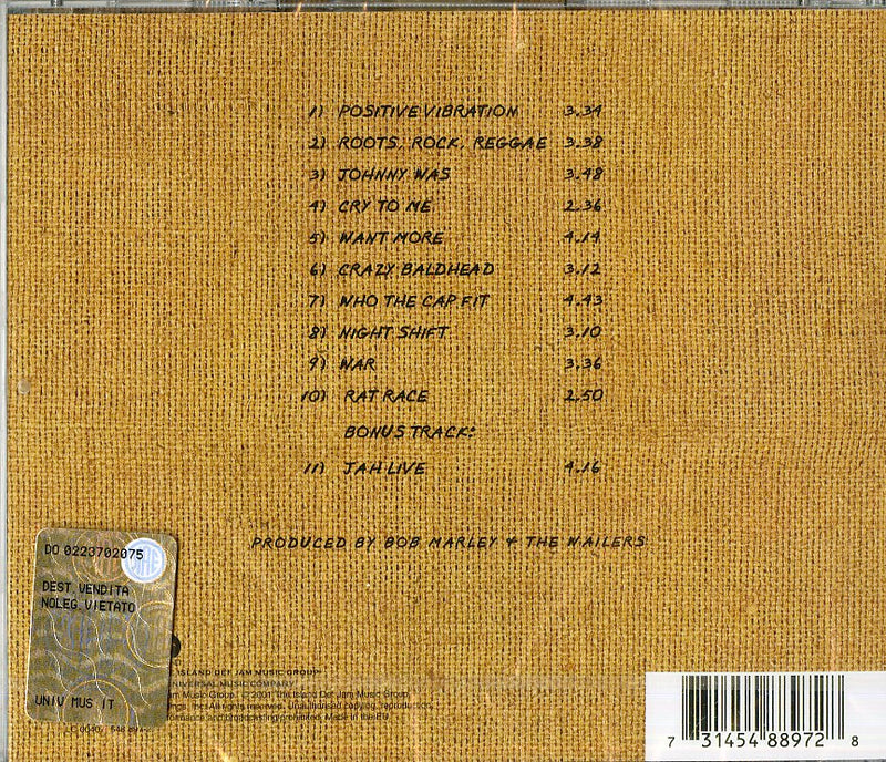 Marley Bob & The Wailers - Rastman Vibration Cd 0731454889728