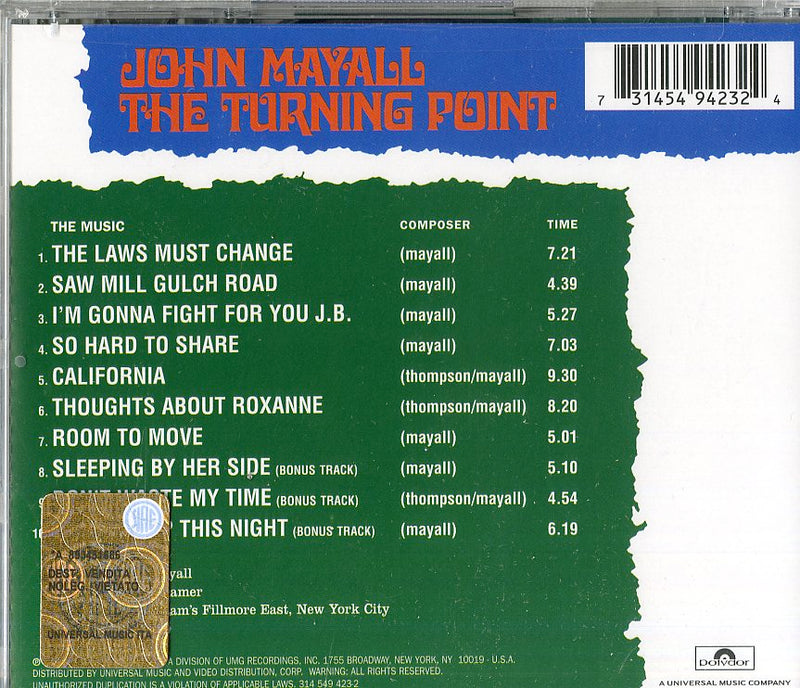 Mayall John - The Turning Point Cd 0731454942324