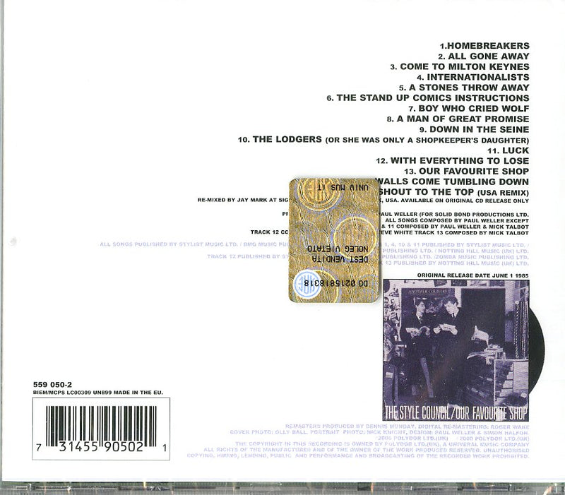 Style Council - Our Favourite Shop Cd 0731455905021
