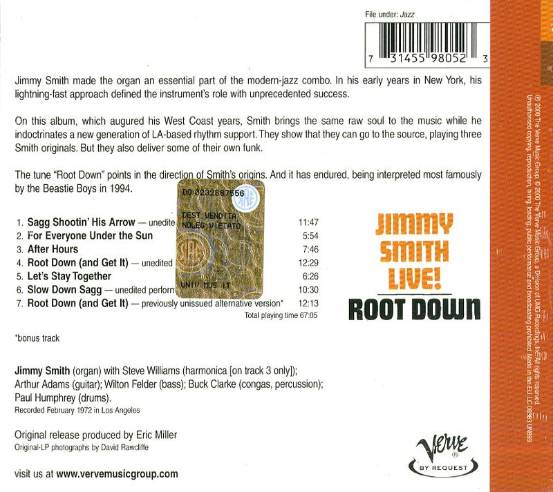 Smith Jimmy - Root Down CD 0731455980523