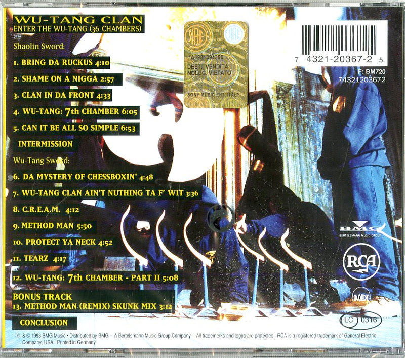 Wu Tang Clan - Enter The Wu Tang 36 Chambers Cd 0743212036725