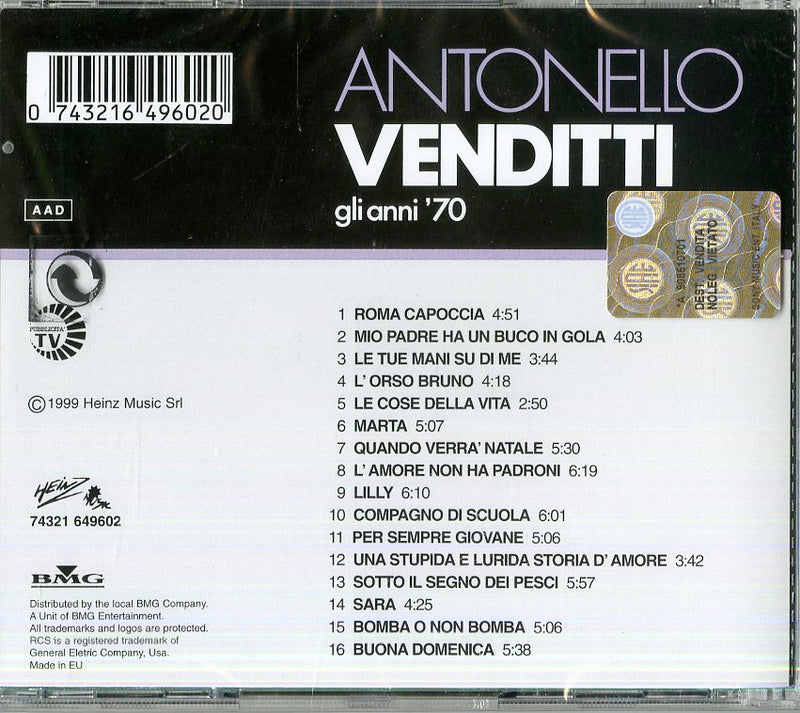 Venditti Antonello - Gli Anni 70 Cd 0743216496020