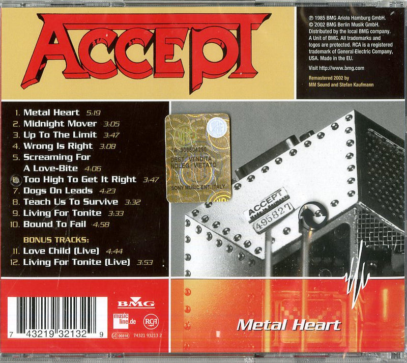 Accept - Metal Heart Cd 0743219321329