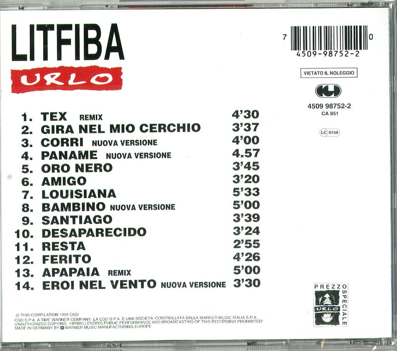 Litfiba - Urlo Cd 0745099875220