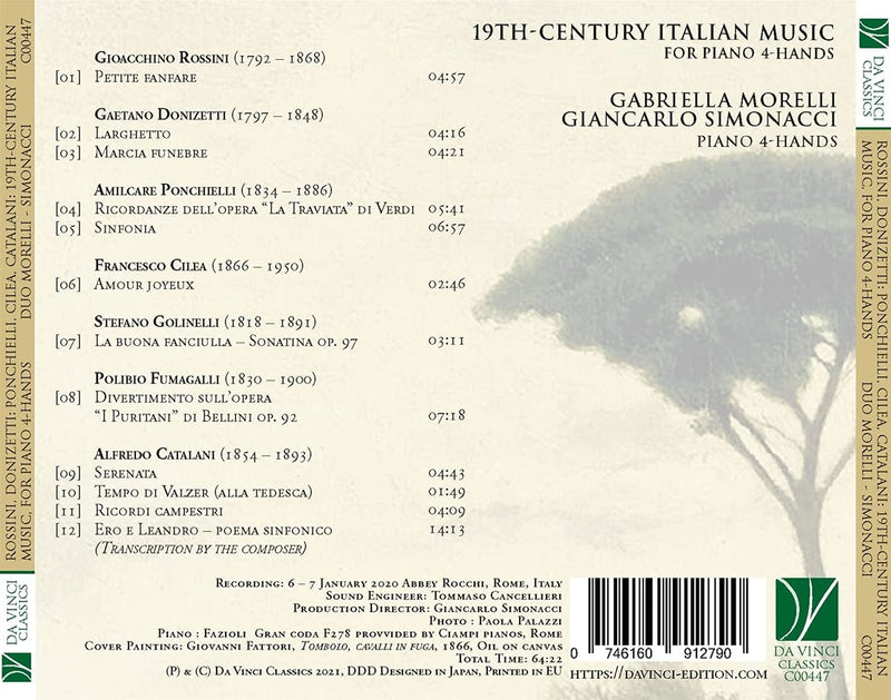 Morelli Gabriella - 19Th Century Italian Music For Piano Cd 0746160912790