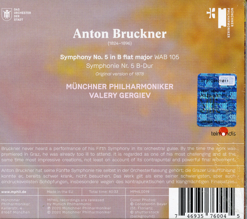 MÃ¼nchner Philharmoniker, Gergiev Valery - Symphony No.5 (Live At St. Florian) CD 0746935760045