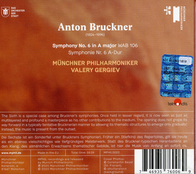 MÃ¼nchner Philharmoniker, Gergiev Valery - Symphony No.6 (Live At St. Florian) Cd 0746935760069