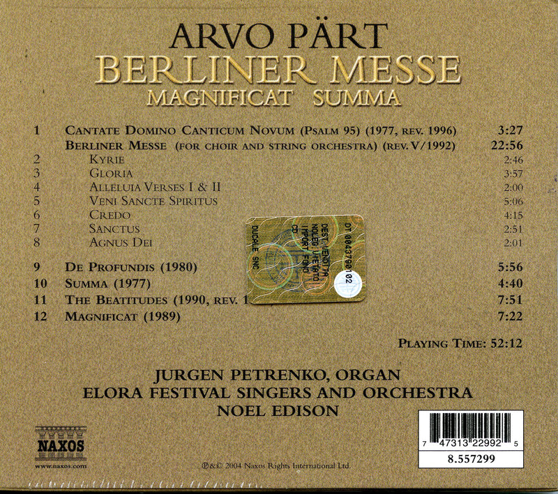 Part Arvo - Berliner Messe CD 0747313229925
