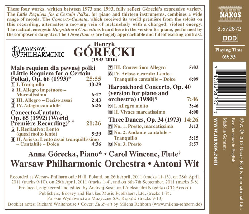 Gorecka, Wincenc, Warsaw Phil. - Concerto-Cantata Cd 0747313287277