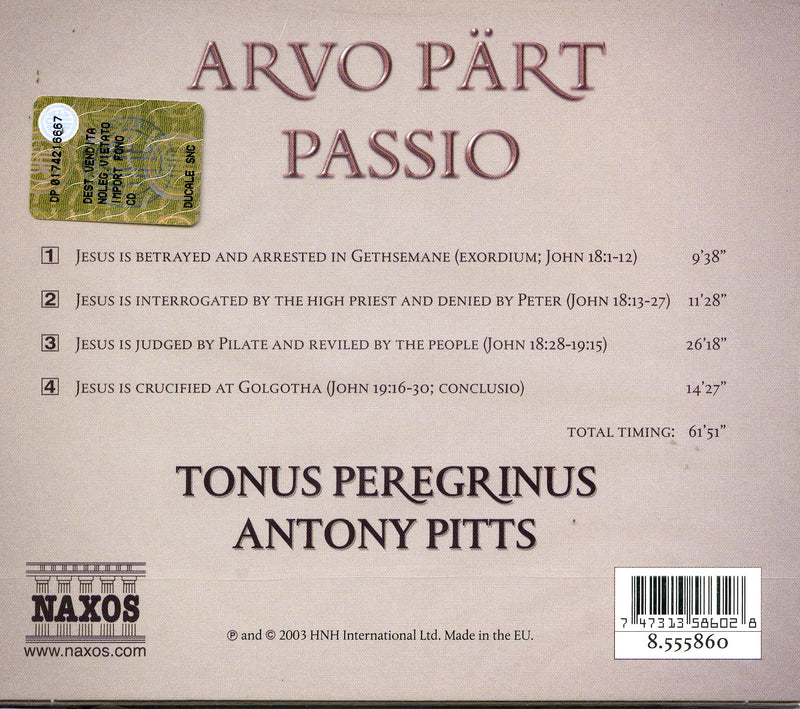 Part Arvo - Passio Cd 0747313586028