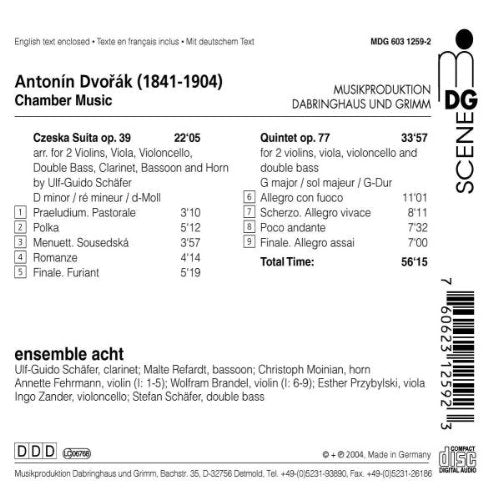 Ensemble Acht - Czeska Suita Quintet Op.77 CD 0760623125923