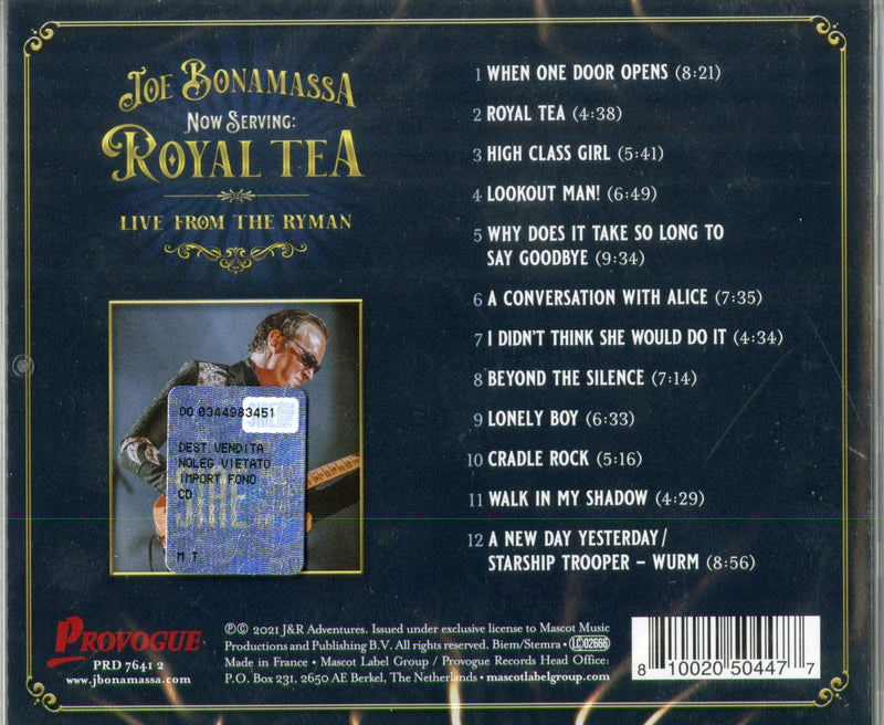 Bonamassa Joe - Now Serving Royal Tea Live From The Ryman Cd 0810020504477