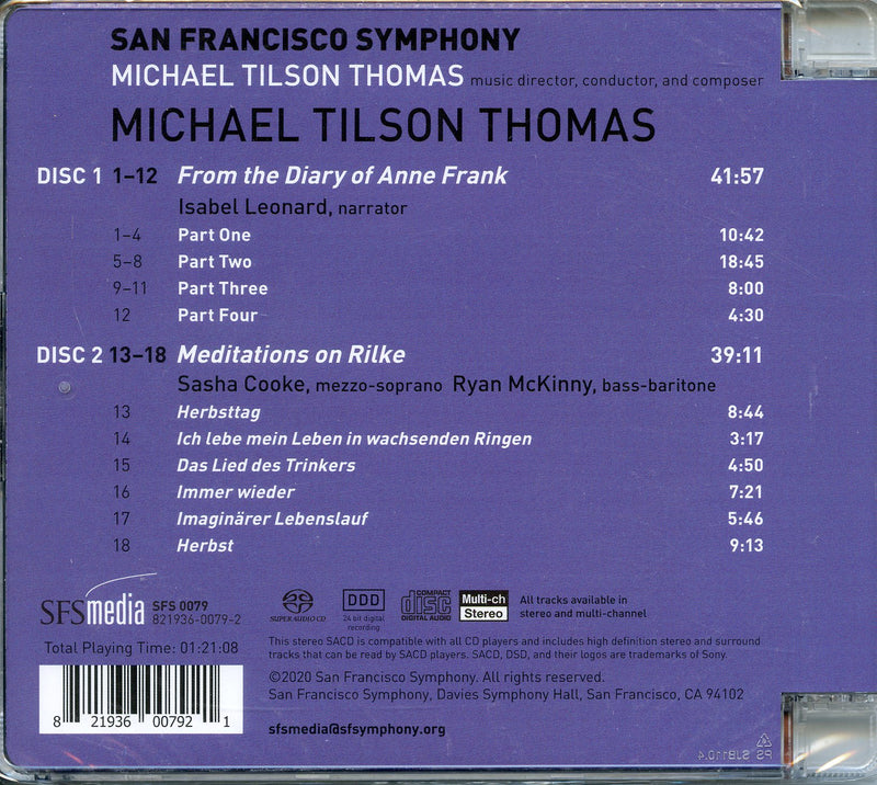 San Francisco Symphony - From The Diary Of Anne Frank & Meditations On Rilke Cd 0821936007921