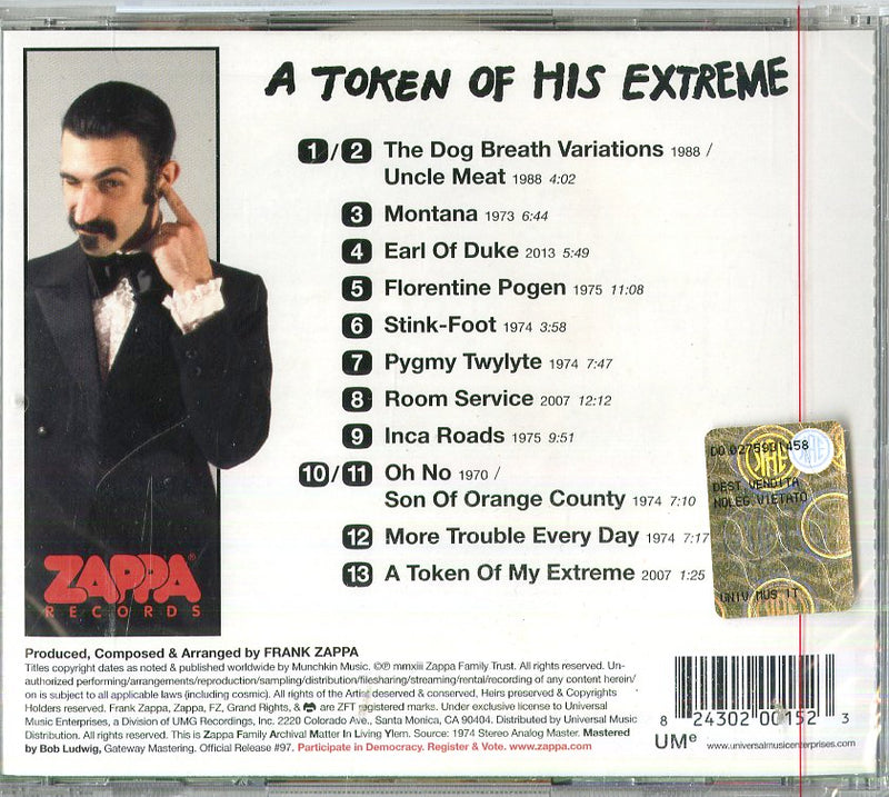 Zappa Frank - A Token Of His Extreme CD 0824302001523