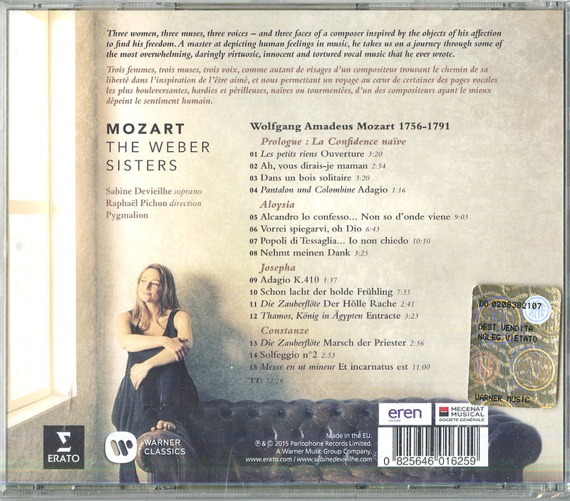 Sabine Devieilhe (Soprano) - Mozart & The Weber Sisters Cd 0825646016259