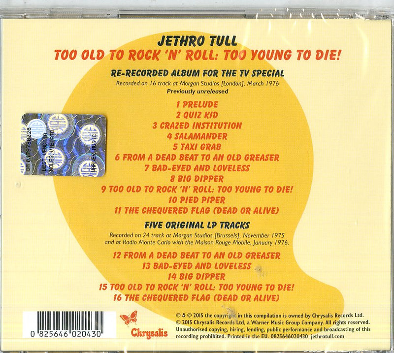 Jethro Tull - Too Old To Rock 'N' Roll Too Young To Die Cd 0825646020430